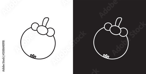 Fruit icon. Line icon of mangosteen fruit. Fruits vector illustration icon. Icon set editable stroke in transparent and black background.