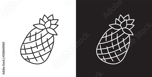 Fruit icon. Line icon of pineapple fruit. Fruits vector illustration icon. Icon set editable stroke in transparent and black background.