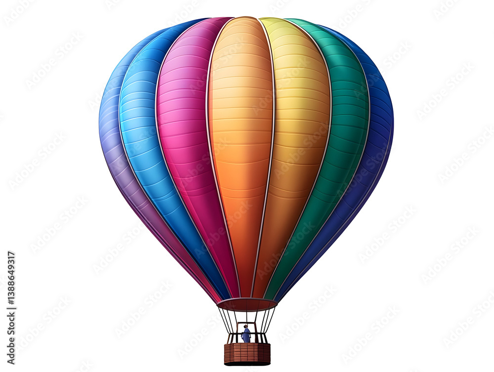 Fototapeta premium Colorful Hot Air Balloon Illustration Isolated On Black Background Sky Adventure