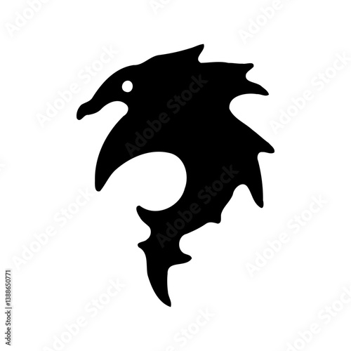 Stylized Black Dragon Silhouette Graphic Element