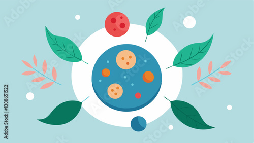 Natural Origin Emphasis A depiction of exosomes being derived from natural sources surrounded by leaves or botanical elements to highlight the organic aspect.