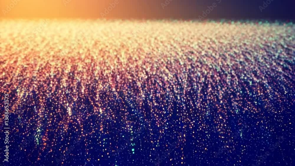 an abstract composition of light particles emitting from ground, with warm glow an abstract composition of light particles emitting from ground, with warm glow