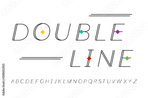 alphabet double line fonts set, Typography  logo creative font.  vector illustration