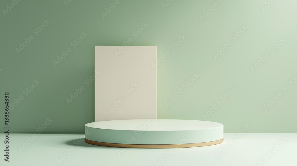 custom made wallpaper toronto digitalGreen and gold podium displaying products on pastel background