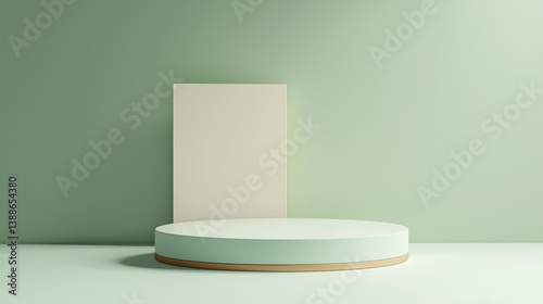 Wallpaper Mural Green and gold podium displaying products on pastel background Torontodigital.ca