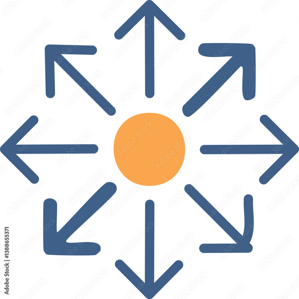 Versatile icon. Multifunction sign. Arrows pointing in different directions.