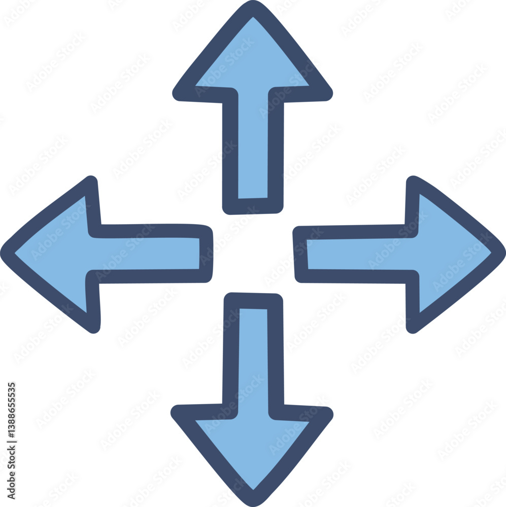 Versatile icon. Multifunction sign. Arrows pointing in different directions.