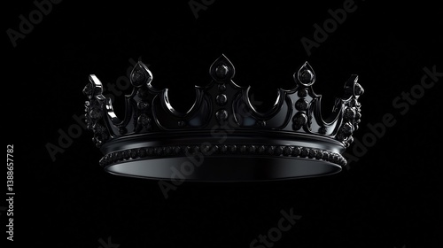 Transparent background five point black crown icon perfect for a logotype or regal branding