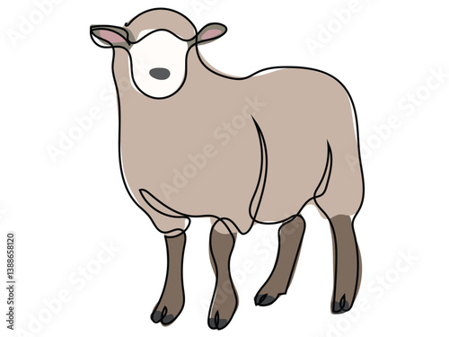 Sheep in continuous line drawing on a white background.