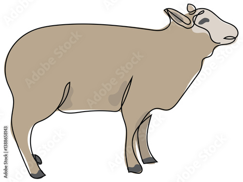 Sheep in continuous line drawing on a white background.