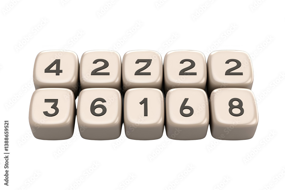 Isolated 3D Illustration Of Dice Cubes With Numbers On Transparent Background Isolated 3D Illustration Of Dice Cubes With Numbers On Transparent Background
