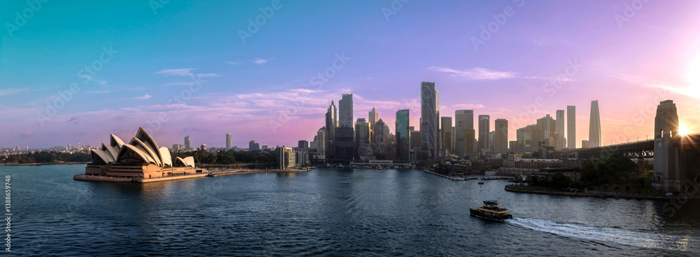 Australia Sydney downtown skyline panorama and financial business center cityscape near Opera House