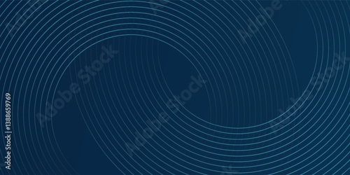 Abstract blue glowing geometric lines on dark blue background. Modern shiny blue circle lines pattern. Futuristic technology concept. Suit for cover  poster  banner  header  website. vector modern