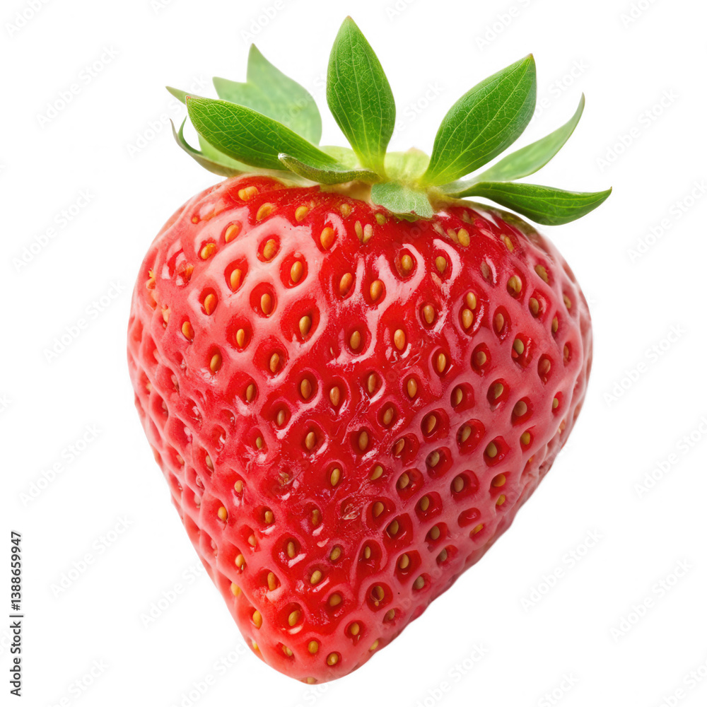 Red strawberry with green leaves on transparent background, ideal for food projects, recipes, nutrition education, and healthy living visuals. Red strawberry with green leaves on transparent background, ideal for food projects, recipes, nutrition education, and healthy living visuals.