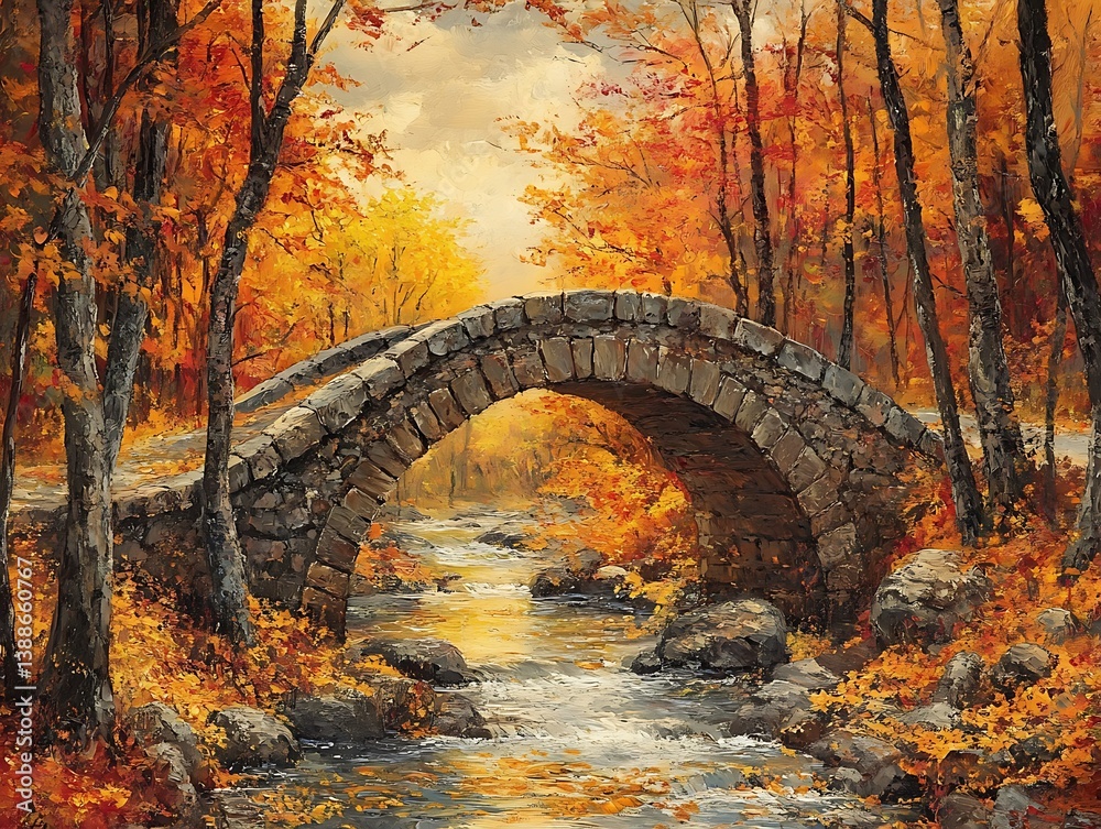 bridge in autumn forest