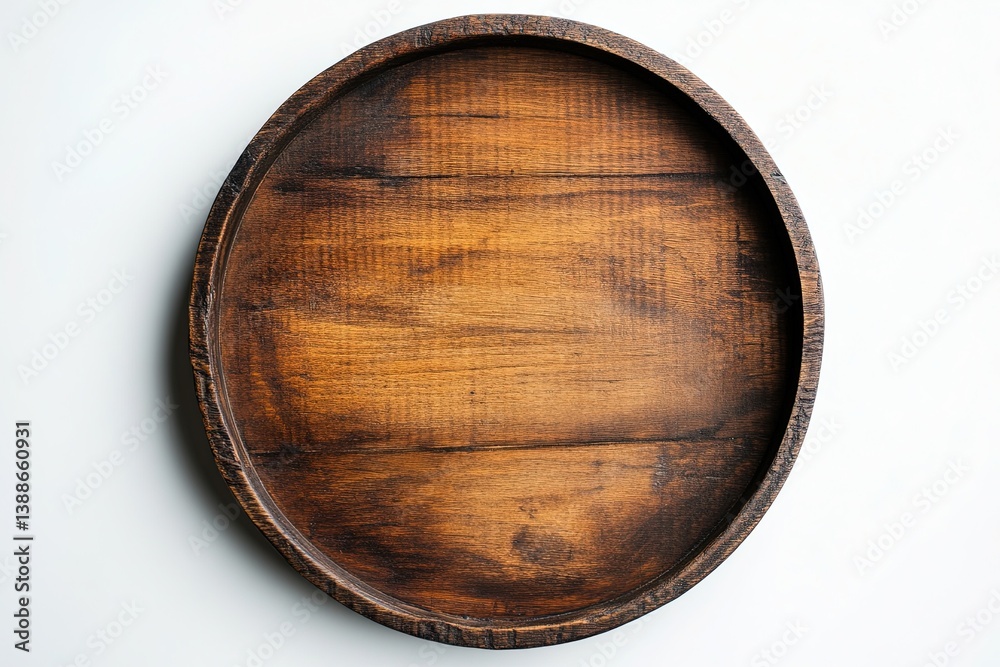 Top view of empty wooden tray Top view of empty wooden tray