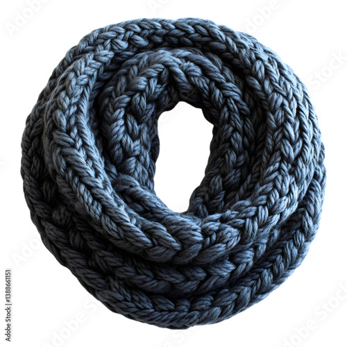 Chunky Knit Infinity Scarf Isolated on Transparent Background