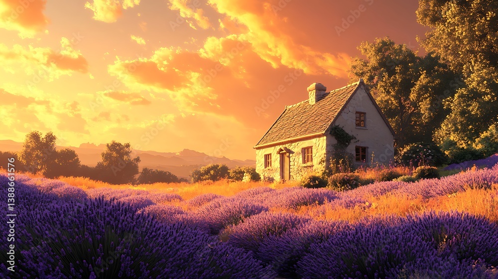 sunset in the village