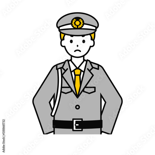 上半身のポーズ_シンプルな警備員の男性15