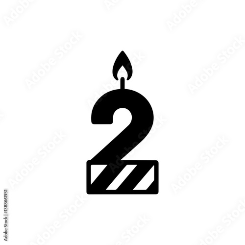Birthday candle  for 2 year old icon with transparent background