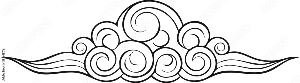 Chinese cloud ornament black outline clipart stock illustration