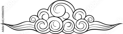 Obraz na płótnie Chinese cloud ornament black outline clipart stock illustration w salonie