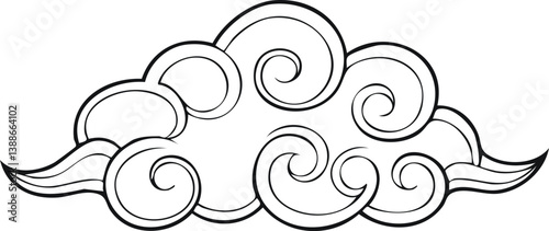 Obraz na płótnie Chinese cloud ornament black outline clipart stock illustration w salonie
