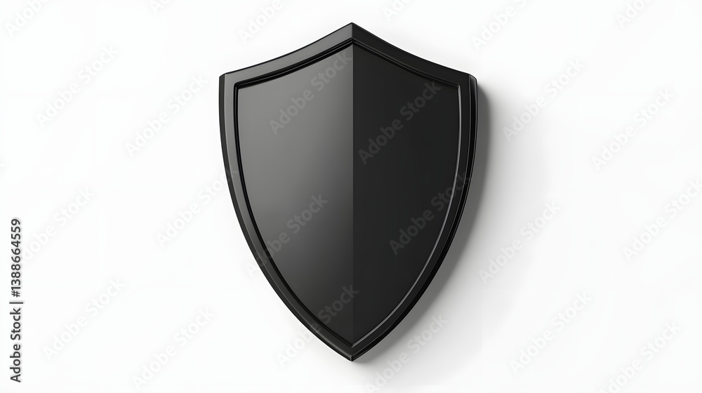Cyber security safety shield in minimalistic style. 3d vector illustration. white background