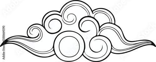 Obraz na płótnie Chinese cloud ornament black outline clipart stock illustration w salonie