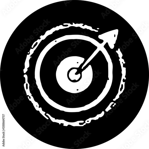 Monochrome Target Icon with Arrow Strike Focus