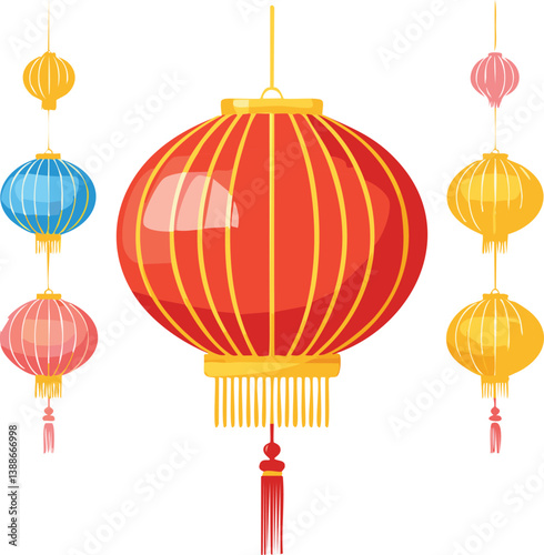 Obraz na płótnie Chinese lanterns set w salonie