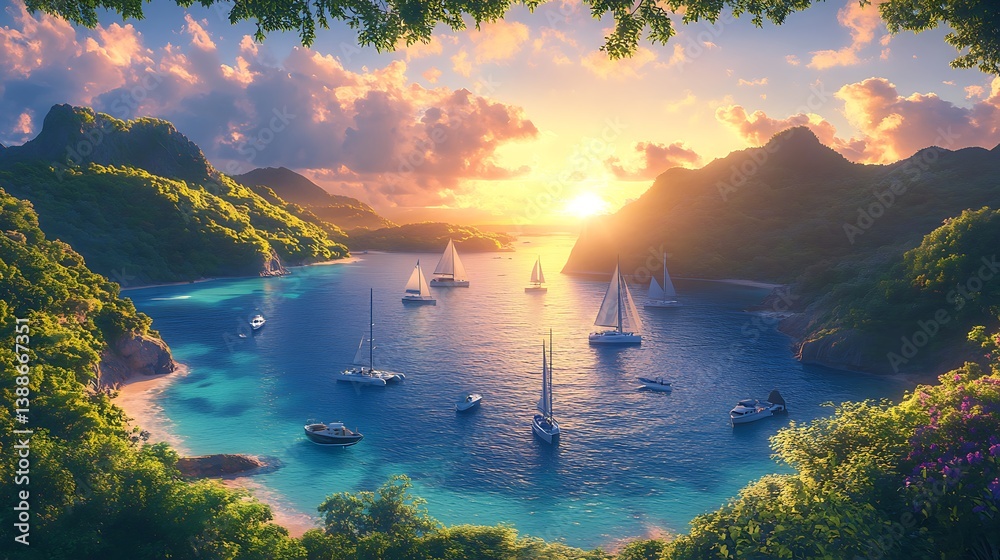 sunset over lake