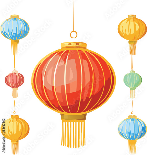 Obraz na płótnie Chinese lanterns set w salonie