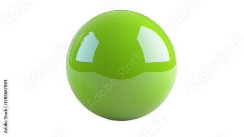 Glossy Green 3D Sphere Icon on White Background