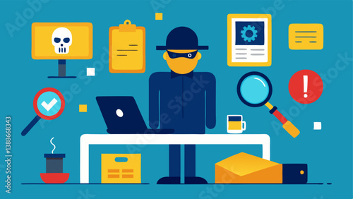 Obraz na płótnie Digital Tools A table filled with digital forensic tools like a write blocker forensic imaging device and software manuals with an investigator looking at the tools. w salonie