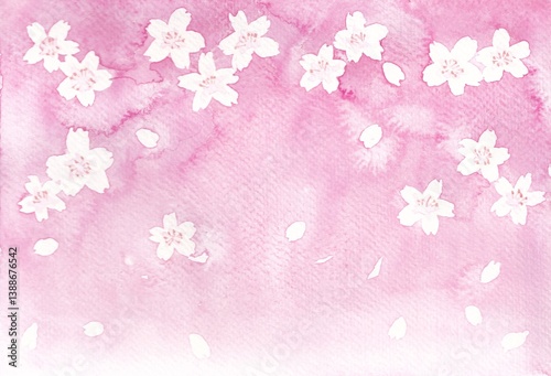 水彩で描いた桜の花