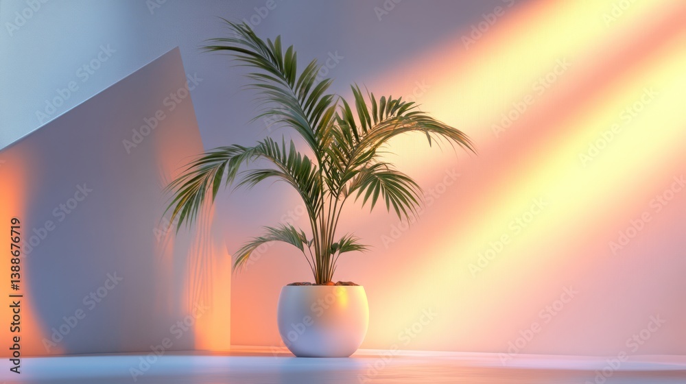 Obraz premium Minimalist Plant in Modern Interior Scene