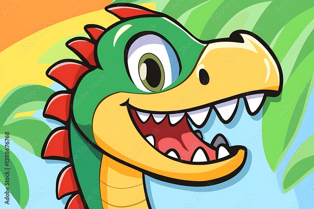 cartoon dinosaur with big smile and sharp teeth cartoon dinosaur with big smile and sharp teeth