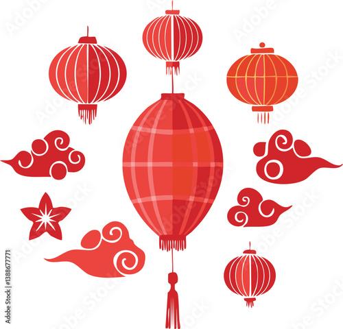 Obraz na płótnie Chinese, Korean or Japan icons for Chinese New Year stock illustration ,white background w salonie