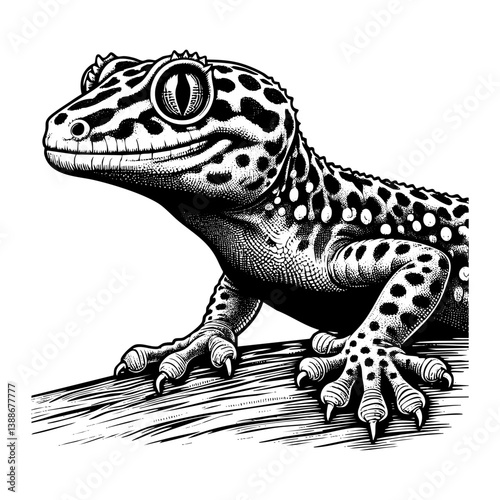 Lizard on desert sketch engraving black and white outline. Scratch board imitation.  illustrated in vintage line art style on a white background.
