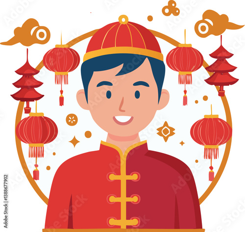 Obraz na płótnie Chinese, Korean or Japan icons for Chinese New Year stock illustration ,white background w salonie