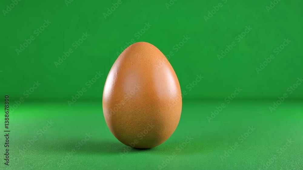A single boiled egg on vibrant green screen