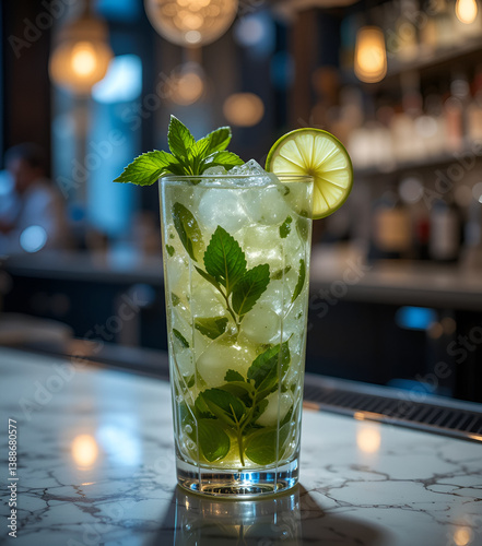 Refreshing Mojito on Marble Bar