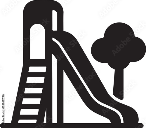 playground slide logo or icon silhouette vector art illustration