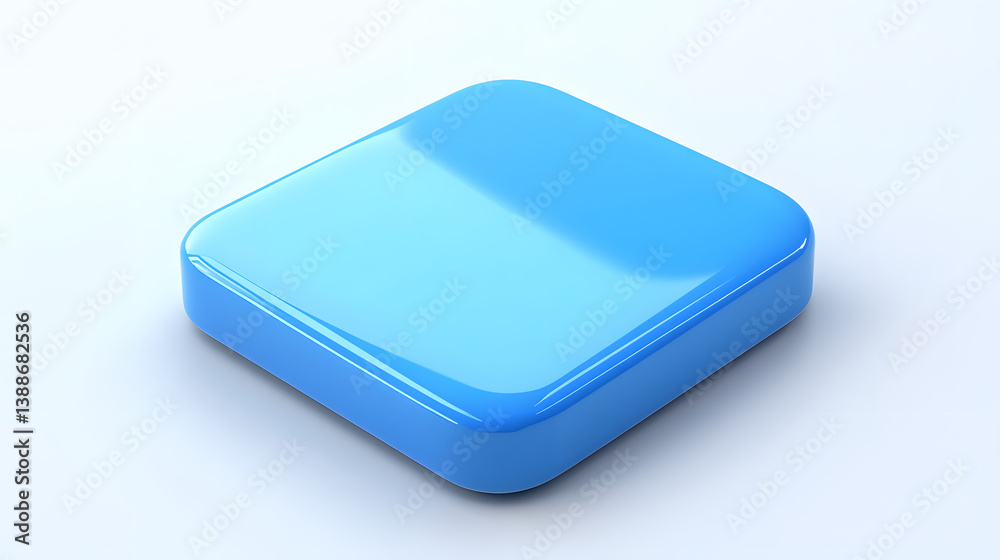 Blank Mobile application icon, button - blue square with round corners. 3d rendering, white background Blank Mobile application icon, button - blue square with round corners. 3d rendering, white background