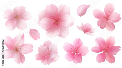 Delicate cherry blossom, gracefully scattered across a soft canvas, embodies the season's fleeting beauty and renewal, capturing the essence of springtime enchantment.