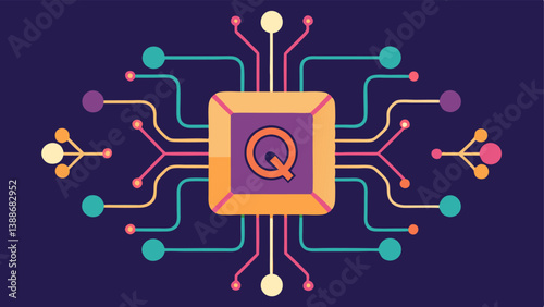 Quantum Circuit Show a stylized quantum circuit board with qubit elements connected by wires illustrating the complexity and sophistication of quantum technology.