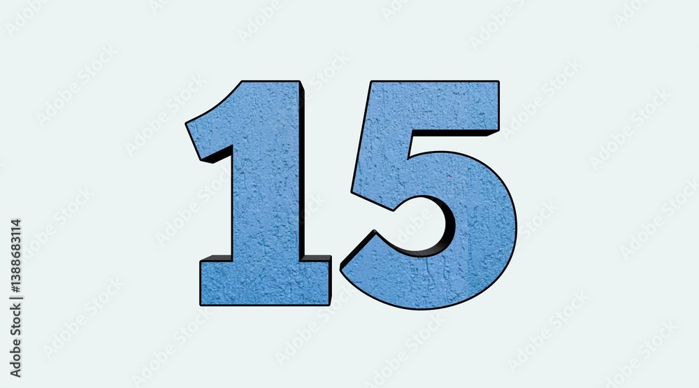 Blue Textured Numbers Displaying Fifteen Icon Blue Textured Numbers Displaying Fifteen Icon