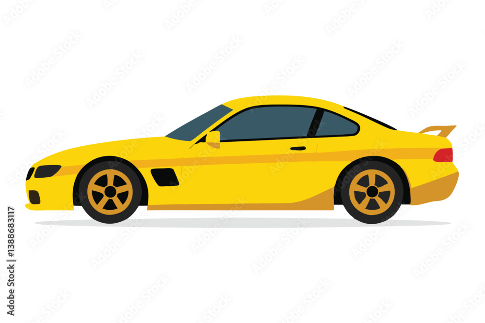 Yellow sports car and yellow taxi car on a white background showcasing speed and luxury design Yellow sports car and yellow taxi car on a white background showcasing speed and luxury design