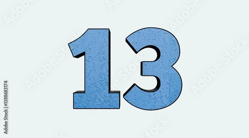 Large Blue Number 13 Cutout Texture Background